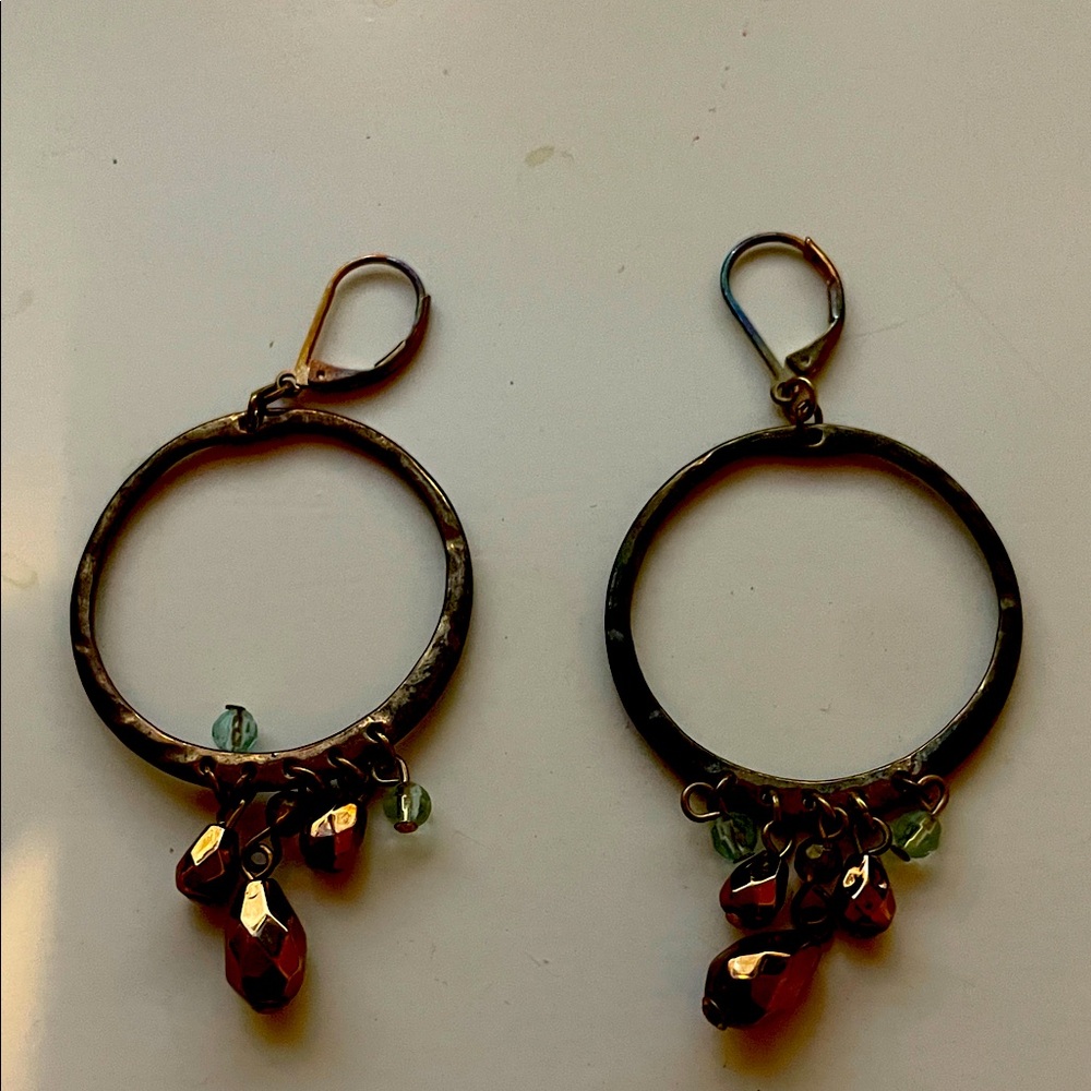 Elegant Black and Red Dangle Earrings-Vintage